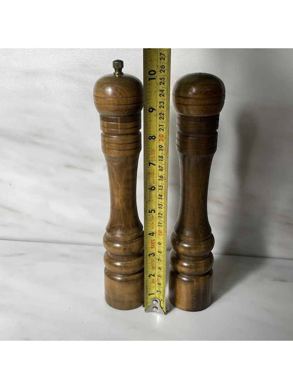 MCM Wooden Salt Shaker & Pepper Grinder Boho Regency Style 10” Alba Trading Corp